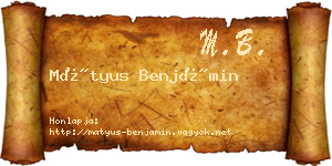 Mátyus Benjámin névjegykártya